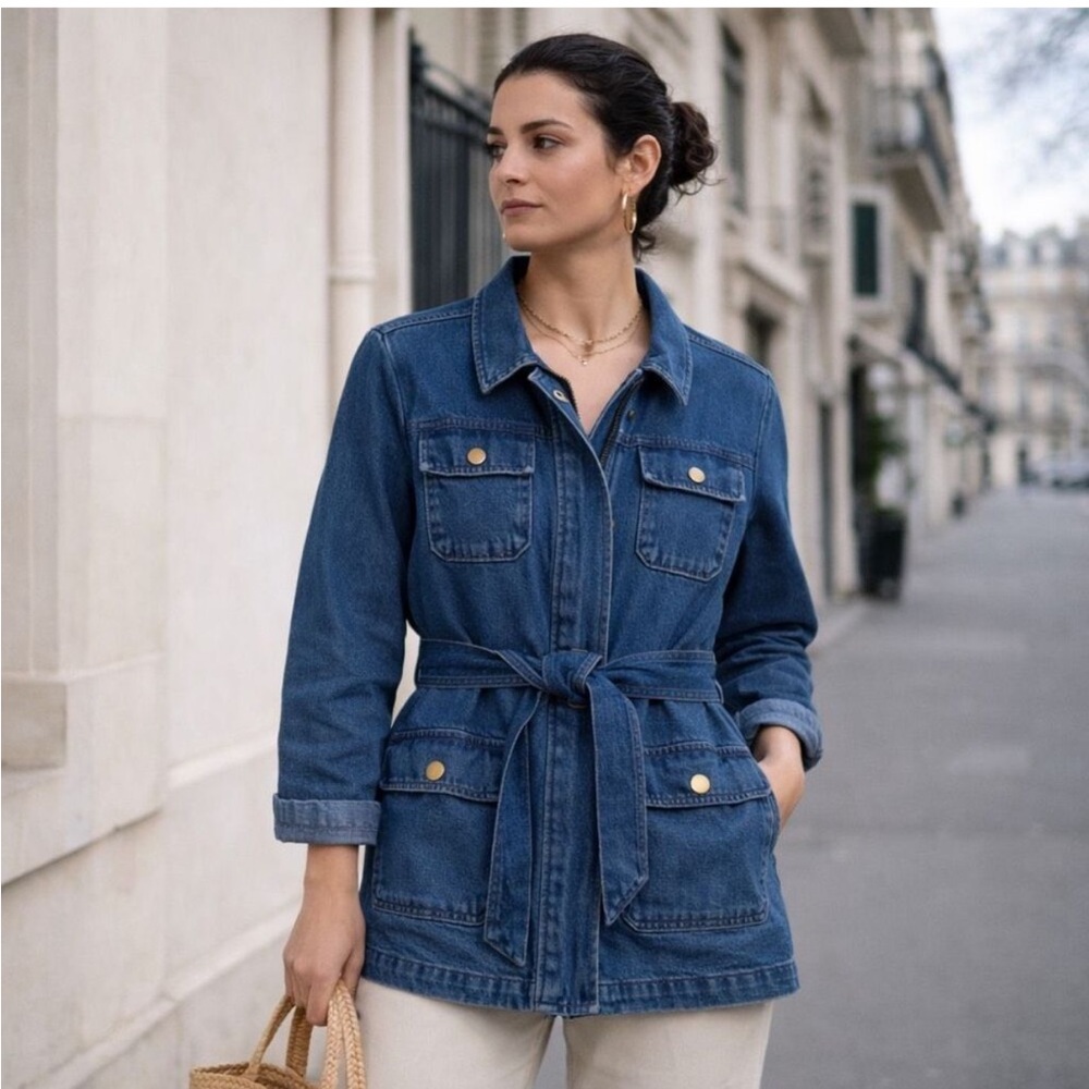 Draper James Field Jacket in Dark Wash Denim